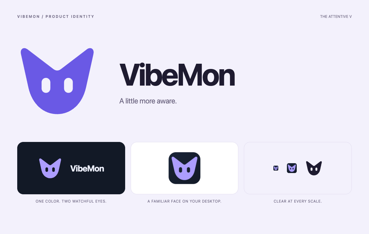 VibeMon identity in light, dark, App, and small-icon treatments