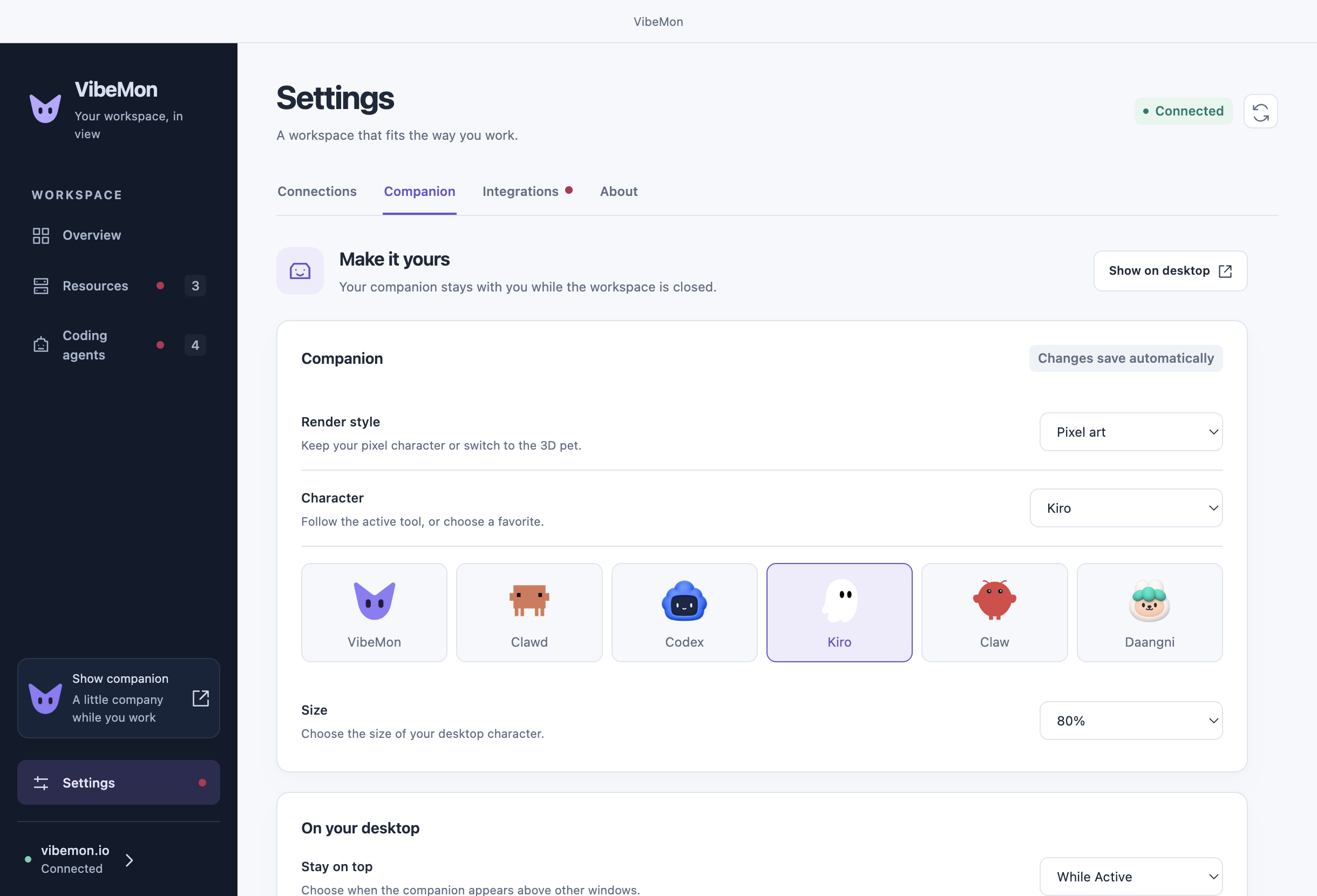 Companion settings with synthetic preferences