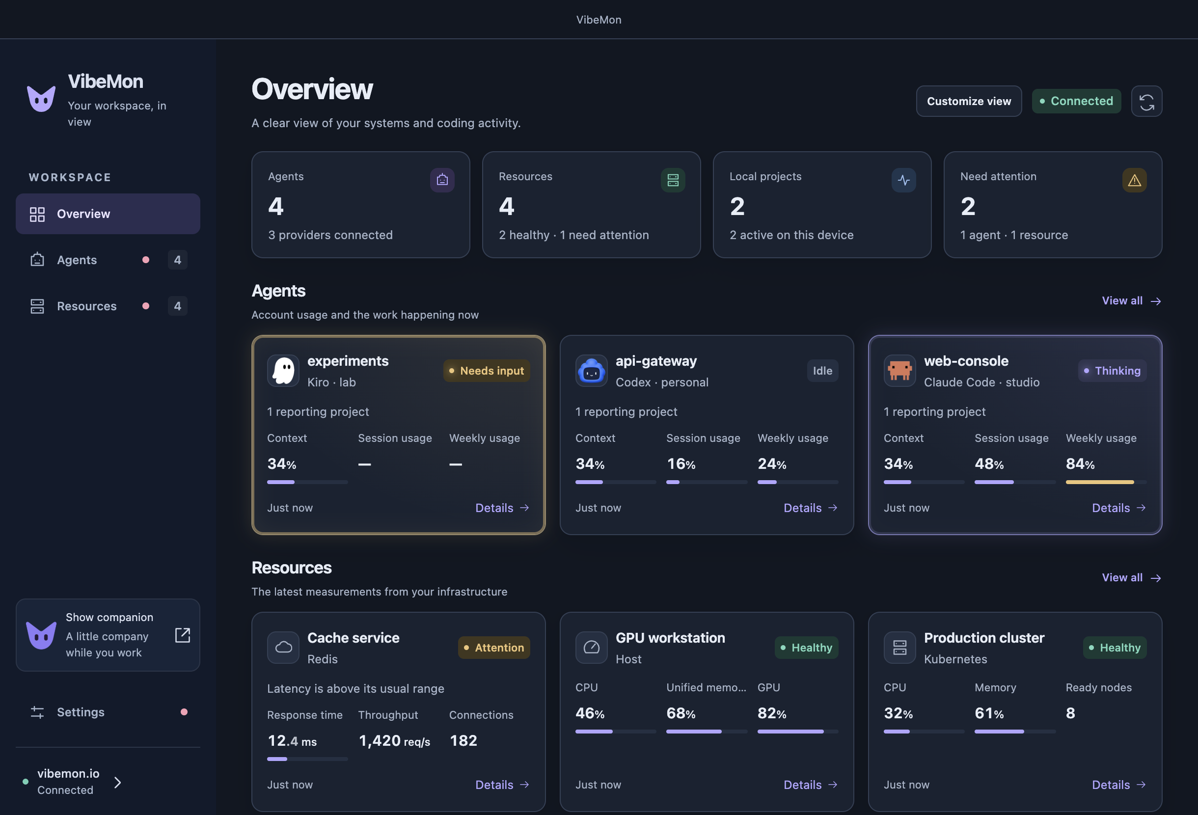 Overview with synthetic resource and coding-account data